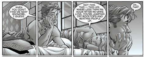 Page issue du comics Daredevil sous l'aile du diable dans laquelle sont retracé un flashback de Matt Murdock et Karen Page