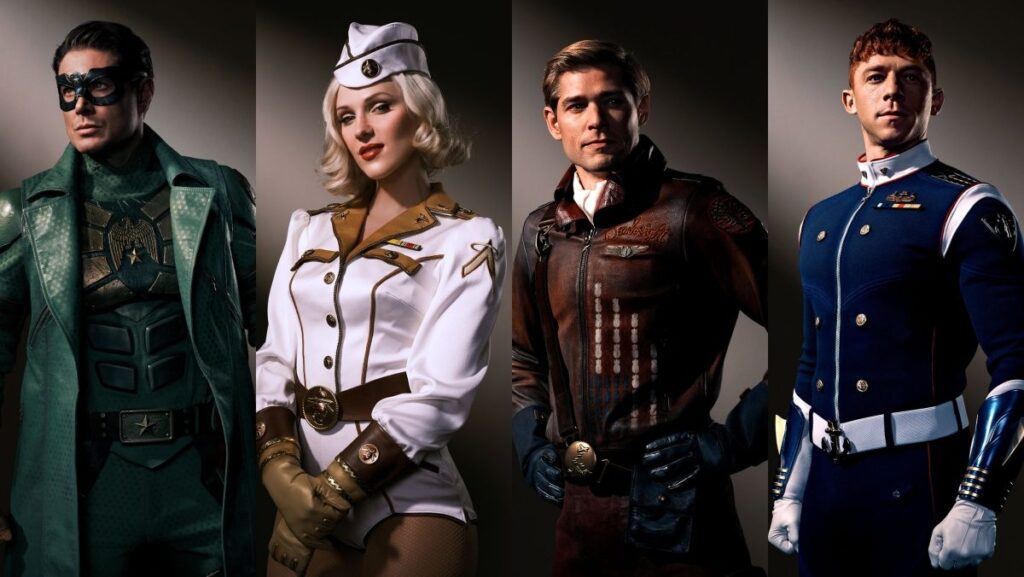 Affiche promotionelle de Vought Rising. Série issue du Vought Cinematic Universe
